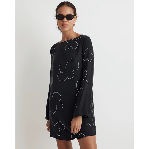 MADEWELL Black Erika Cupro Shift Mini Dress NWT Size XS - Picture 1 of 10